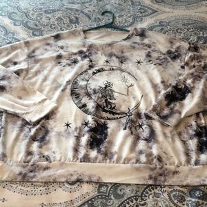 Shein Moon & Skeleton Tie Die Sweatshirt